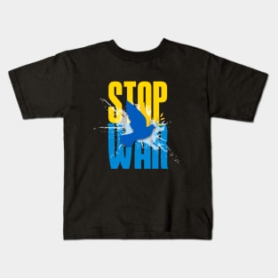 Stop War! Stop the Ukraine War! On a Dark Background Kids T-Shirt